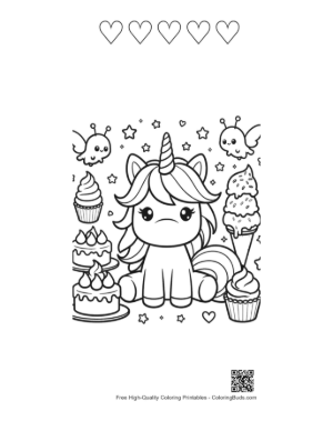 Thumbnail: Rainbow Unicorn Printable and 5 Heart Outline