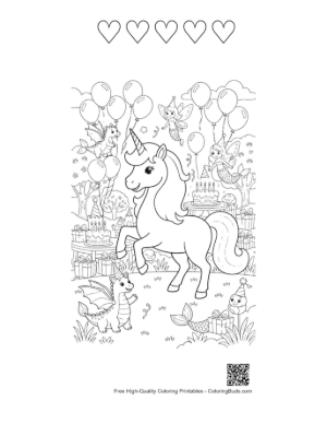 Thumbnail: Rainbow Unicorn Printable and 5 Heart Outline