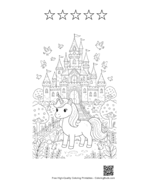 Thumbnail: Rainbow Unicorn Printable and 5 Star Outline