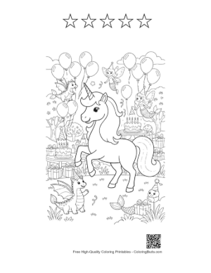 Thumbnail: Rainbow Unicorn Printable and 5 Star Outline