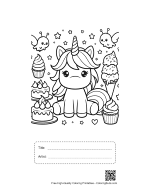 Thumbnail: Rainbow Unicorn Printable with Title and Artist Box