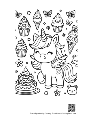 Thumbnail: Rainbow Unicorn to Color Printable