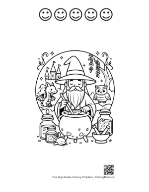 Thumbnail: Free Magic Wizard Printable and 5 Happy Face Outline