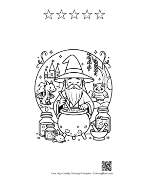 Thumbnail: Free Magic Wizard Printable and 5 Star Outline