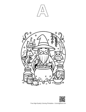 Thumbnail: Free Magic Wizard Printable Outline Alphabet A