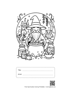 Thumbnail: Free Magic Wizard Printable with Title and Artist Box