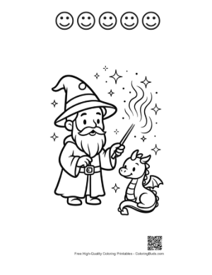 Thumbnail: Magic Wizard Printable and 5 Happy Face Outline