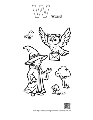 Thumbnail: Magic Wizard Printable Outline Alphabet with Wizard