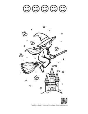 Thumbnail: Magic Wizard to Color Printable and 5 Happy Face Outline