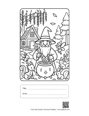 Thumbnail: Wise Wizard Brewing a Magic Spell in a Forest Workshop Printable with Title and Artist Box