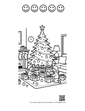 Thumbnail: Christmas Tree Coloring Page Printable and 5 Happy Face Outline