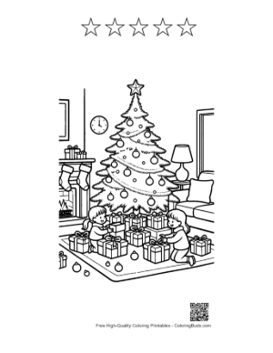 Thumbnail: Christmas Tree Coloring Page Printable and 5 Star Outline