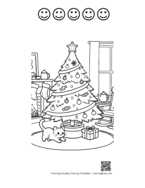 Thumbnail: Cute Christmas Tree Printable and 5 Happy Face Outline