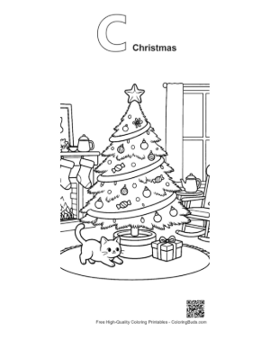 Thumbnail: Cute Christmas Tree Printable Outline Alphabet C Christmas