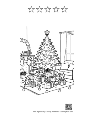 Thumbnail: Download Christmas Tree to Color Printable and 5 Star Outline