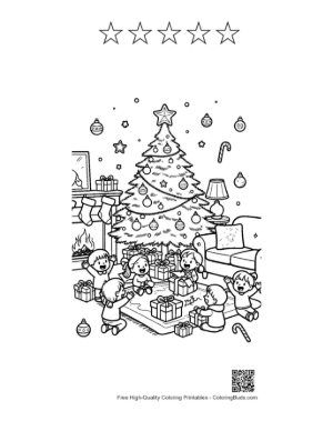 Thumbnail: Free Christmas Tree to Color Printable and 5 Star Outline