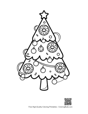 Thumbnail: Traditional Pine Christmas Tree with Classic Decorations Holiday Coloring Page Printable