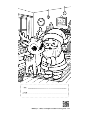 Thumbnail: Cute Reindeer Coloring Page Printable with Title and Artist Box