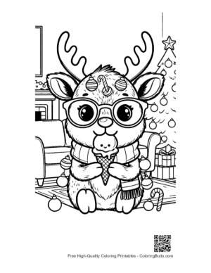 Thumbnail: Cute Reindeer to Color Printable