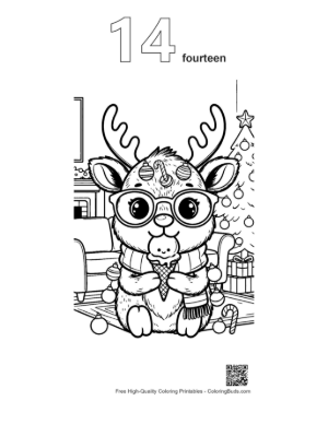Thumbnail: Cute Reindeer to Color Printable Outline Number 14
