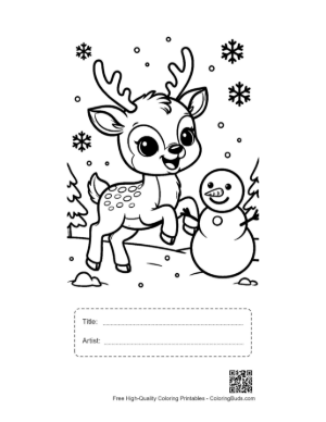 Thumbnail: Download Reindeer Coloring Page Printable with Title and Artist Box