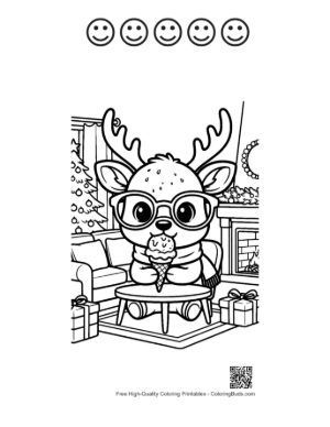 Thumbnail: Easy Reindeer Coloring Sheet Printable and 5 Happy Face Outline