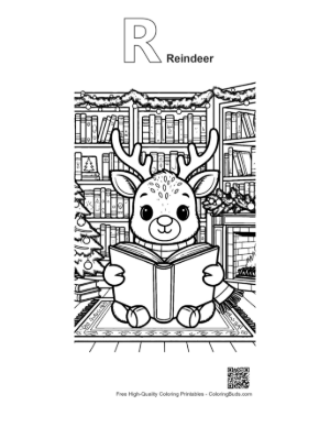 Thumbnail: Easy Reindeer Printable Outline Alphabet R Reindeer
