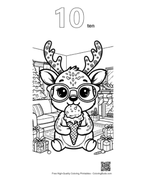 Thumbnail: Easy Reindeer Printable Outline Number 10