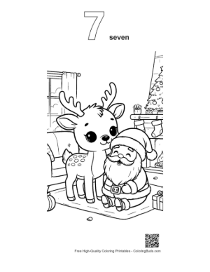 Thumbnail: Easy Reindeer Printable Outline Number 7