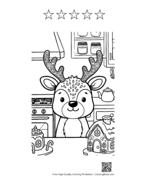 Thumbnail: Free Reindeer to Color Printable and 5 Star Outline