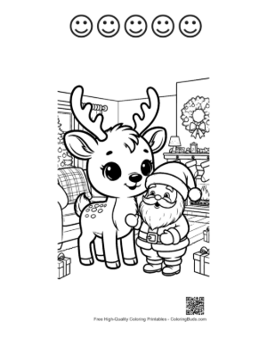 Thumbnail: Reindeer Coloring Page Printable and 5 Happy Face Outline