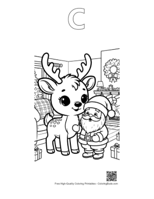 Thumbnail: Reindeer Coloring Page Printable Outline Alphabet C