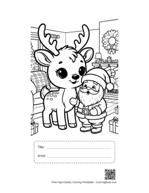 Thumbnail: Reindeer Coloring Page Printable with Title and Artist Box