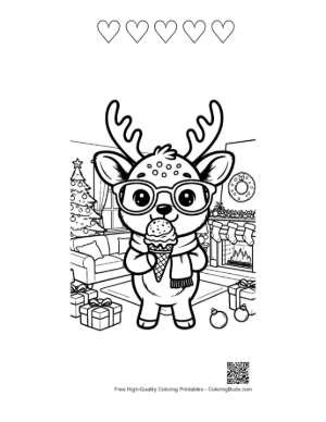 Thumbnail: Reindeer Coloring Sheet Printable and 5 Heart Outline