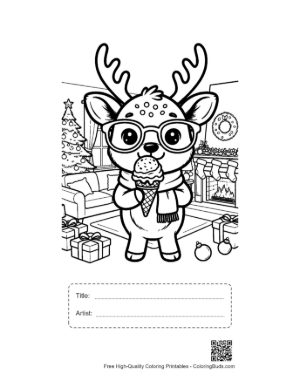 Thumbnail: Reindeer Coloring Sheet Printable with Title and Artist Box