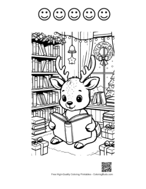 Thumbnail: Reindeer Printable and 5 Happy Face Outline