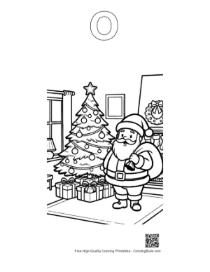 Thumbnail: Santa Claus Standing by a Festive Tree in a Cozy Home Setting Winter Coloring Printable Outline Alphabet O