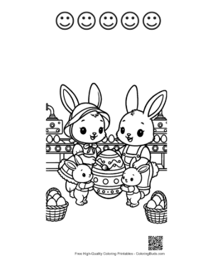 Thumbnail: Bunny Family Having Fun with Easter Crafting Printable and 5 Happy Face Outline
