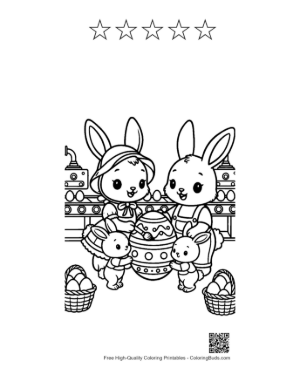Thumbnail: Bunny Family Having Fun with Easter Crafting Printable and 5 Star Outline