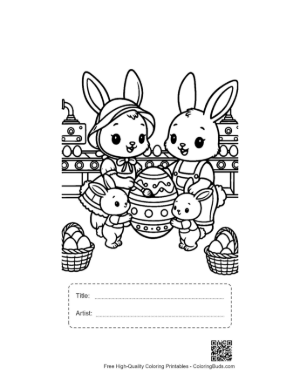 Thumbnail: Bunny Family Having Fun with Easter Crafting Printable with Title and Artist Box