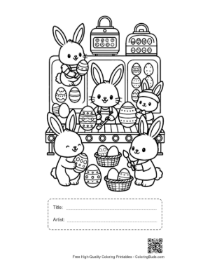 Thumbnail: Cute Easter Bunny Printable with Title and Artist Box
