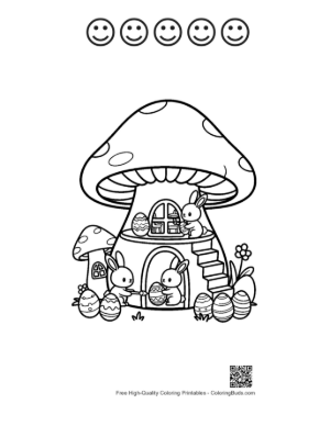 Thumbnail: Cute Easter Bunny to Color Printable and 5 Happy Face Outline