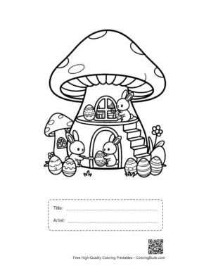 Thumbnail: Cute Easter Bunny to Color Printable with Title and Artist Box