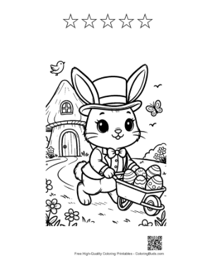 Thumbnail: Dapper Easter Bunny Carrying Baskets of Eggs Printable and 5 Star Outline