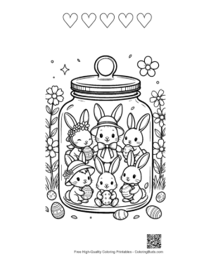 Thumbnail: Download Easter Bunny to Color Printable and 5 Heart Outline