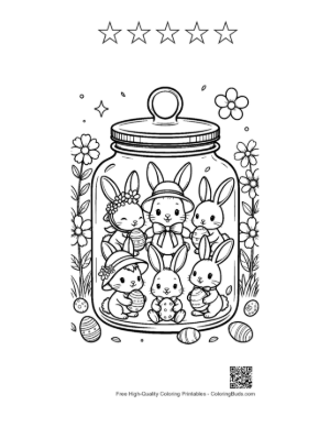 Thumbnail: Download Easter Bunny to Color Printable and 5 Star Outline