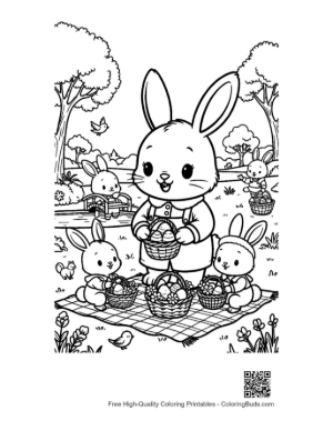 Thumbnail: Easter Bunny Setting Up a Garden Picnic Printable