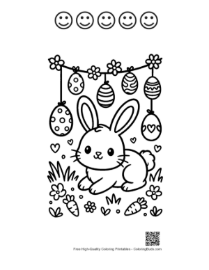 Thumbnail: Easter Eggs Coloring Page Printable and 5 Happy Face Outline