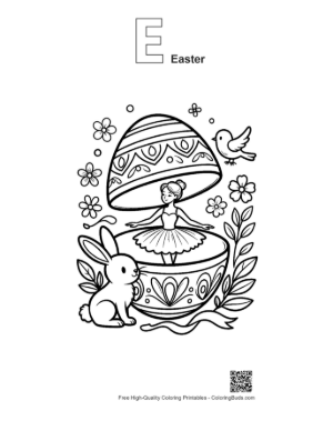 Thumbnail: Easter Eggs Printable Outline Alphabet E Easter