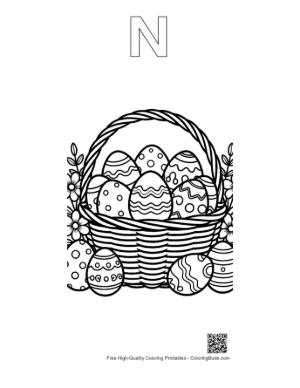 Thumbnail: Easter Eggs Printable Outline Alphabet N
